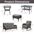 thumbnail image 2 of Opohoro 7-Piece Outdoor Conversation Set with Glider Chairs, Patio Sofa and Ottomans, Coffee & Side Tables, Brown/Gray, 2 of 16