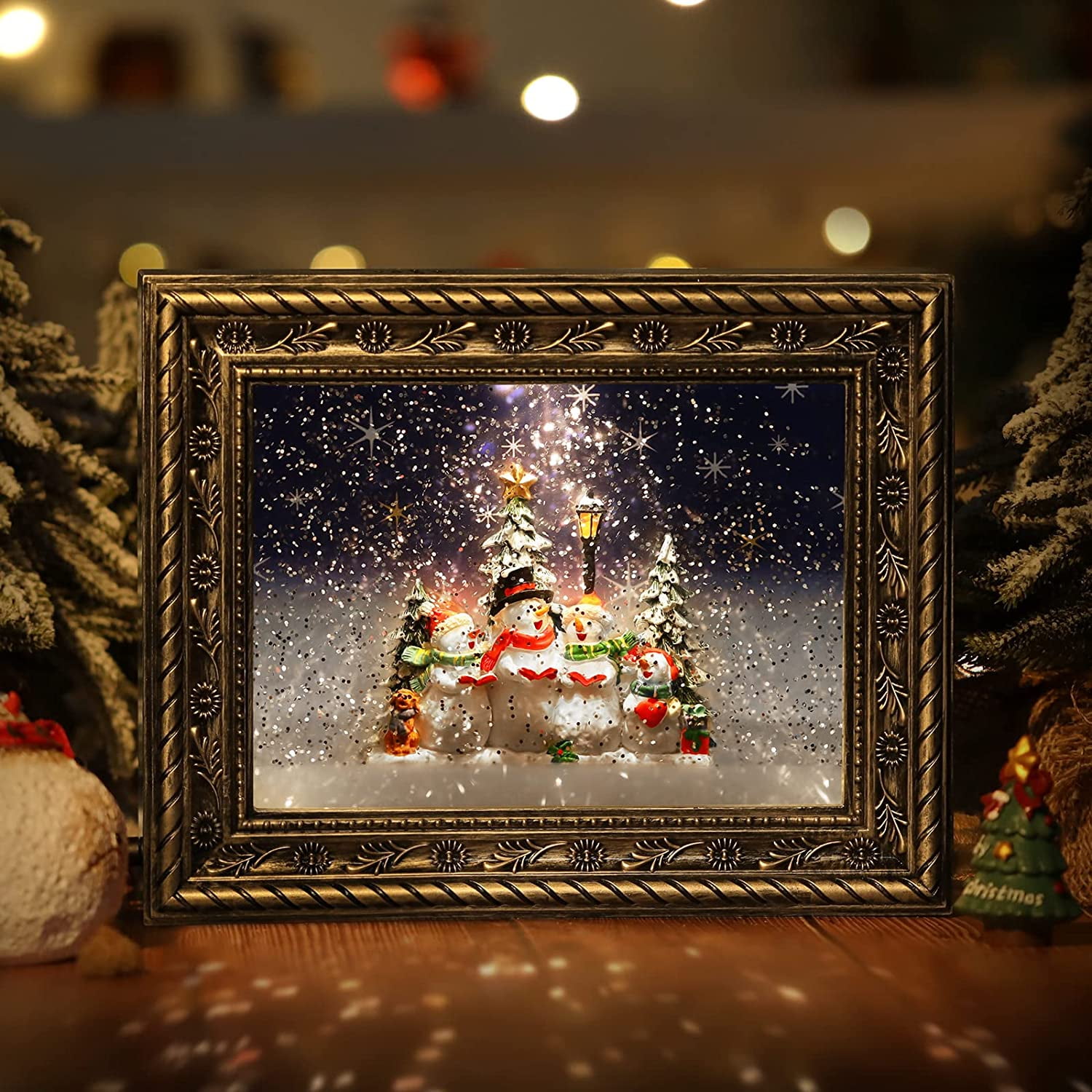 Picture Snow Globe, USB/Battery Operated Snow Globe Picture Frame with