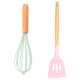 thumbnail image 1 of 2 utensilios de cocina antiadherentes del silicón del PCS fijados para el hogar o la comida campestre, mango de madera a prueba de calor, 1 of 5