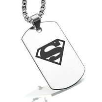 Stainless Steel Superman Dog Tag Pendant Necklace