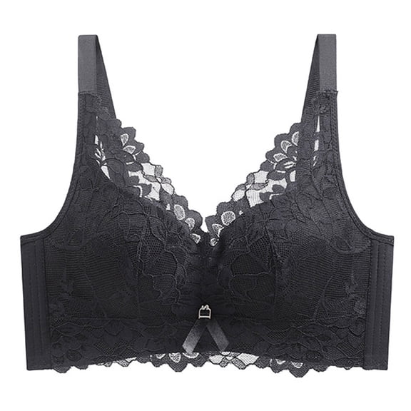 ATOYSOY Womens Bras Underwear Fashion Comfortable Back Buckle Flower Lace Thin Style Ventilate Bra Without Steel Everyday Bras (Black,38/85C)
