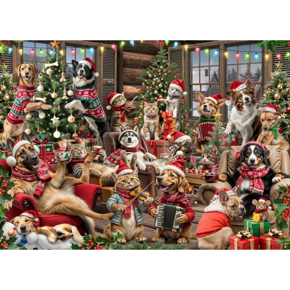 Tails of Christmas Jigsaw Puzzle 1000 Piece by Vermont Christmas Company - Holiday Puzzle for Adults & Families
