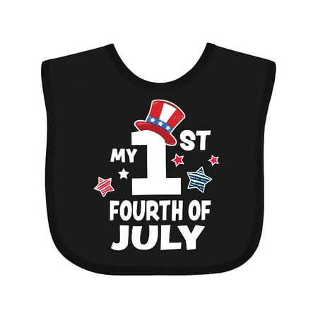 

Inktastic My 1st 4th of July with Stars and Striped Hat Gift Baby Boy or Baby Girl Bib