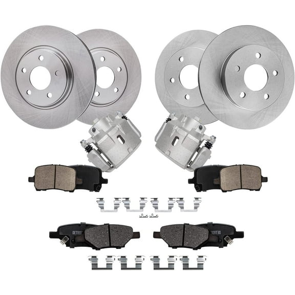Detroit Axle - Brake Kit for Chevrolet Malibu Pontiac G6 Saturn Aura, Disc Brake Rotors Ceramic Brakes Pads and Front Brake Calipers Replacement: 11.65" inch Front &10.63" inch Rear Rotor
