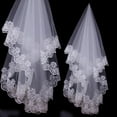 thumbnail image 4 of Jiaroswwei Romantic Women Lace Edge Long Cathedral Wedding Bridal Veil Accessory Headwear, 4 of 5