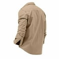 thumbnail image 5 of Lumtrix Men's Casual Button Down Shirt Long Sleeve Untucked Shirt Stretch Lightweight Denim Dress Shirt with Pockets Khaki 3XL, 5 of 5