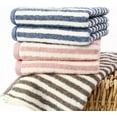 thumbnail image 3 of Nvzi-a 3pcs Cute Multi Colored Striped Cotton Hand Towel Soft Absorbent Bath Towel Set for Bathroom Kitchen Gym Pool Travel 13*29inch(Pink,Blue,Brown), 3 of 3