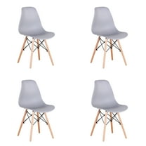 FITHOOD Set of 4 Modern Style Dining Chair, Shell Lounge Plastic Chair for Kitchen, Dining, Bedroom, Living Room Mid-Century Modern Side Chairs with Wooden Walnut Legs