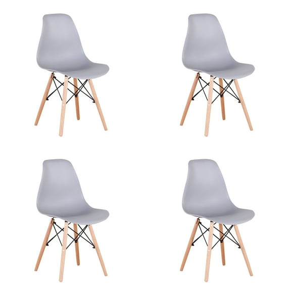 FITHOOD Set of 4 Modern Style Dining Chair, Shell Lounge Plastic Chair for Kitchen, Dining, Bedroom, Living Room Mid-Century Modern Side Chairs with Wooden Walnut Legs