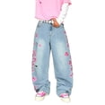 thumbnail image 6 of Mrmall Y2K American Street Plum‑Blossom Embroidery Ripped Wide‑Leg Jeans Vintage Washed Loose Floor‑length Denim Trousers, 6 of 6