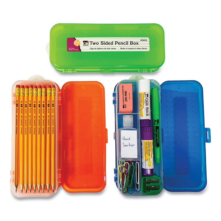 Double-Sided 5-Compartment Pencil Box, 8.5 x 3.5 x 1.5, Randomly Assorted Colors Double-Sided 5-Compartment Pencil Box, 8.5 x 3.5 x 1.5, Randomly Assorted Colors
