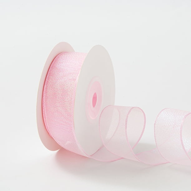 Nvzi Cinta para ramo de flores, cintas rosas, 2 rollos de cinta de poliéster (4 cm x 10 yardas cada uno), cintas florales brillantes para arreglos y envoltura de regalos.