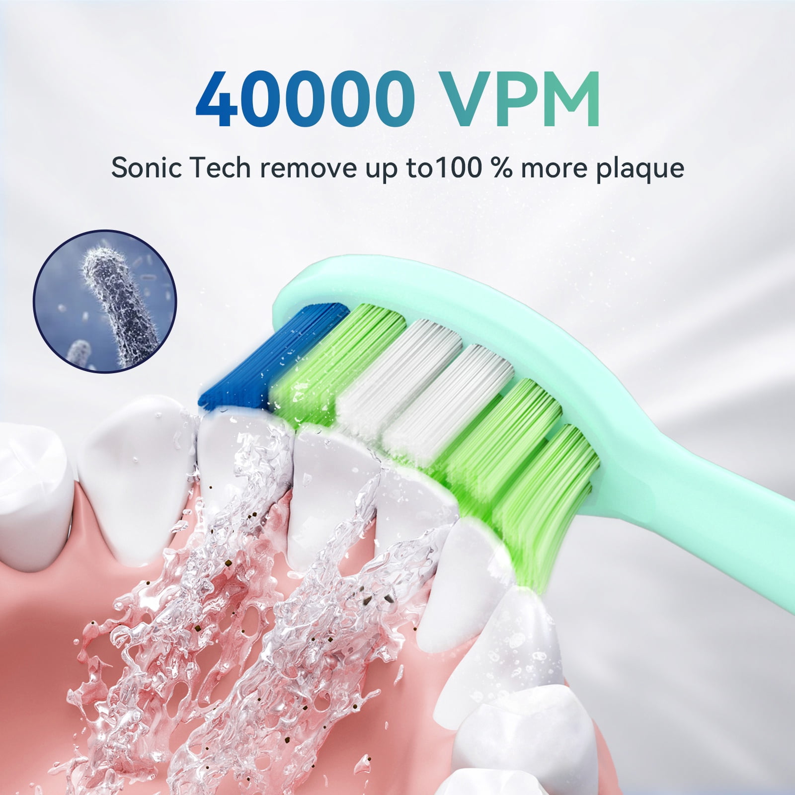 JTF Sonic Smart Toothbrush Genuine Standard Brush Heads, 9 Pack, Green, P200