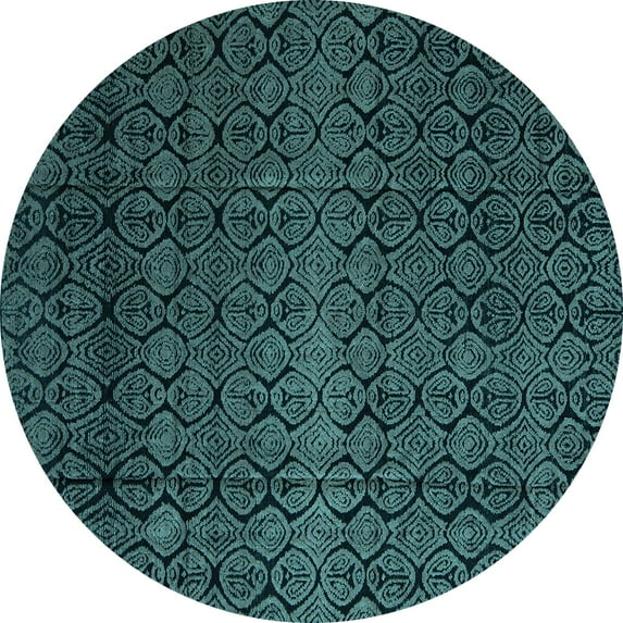 Ahgly Company Indoor Round Abstract Light Blue Modern Area Rugs, 5' Round
