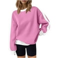 thumbnail image 4 of AherBiu Oversized Sweatshirt for Women Color Blocked Crew Neck Drop Shoulder Lightfleece Lined Pullover Tops, 4 of 4