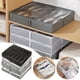 thumbnail image 1 of Organizador de zapatos bajo la cama Perfil bajo 12 compartimentos | Caja plegable de 5,1" de alto para guardar telas no tejidas con tapa y asas transparentes | Ahorrador de espacio a prueba, 1 of 6