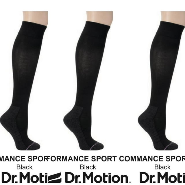 UNISEX 3 PAIRS DR.MOTION SPORTS COMPRESSION KNEE HIGH SOCKS SIZE 4