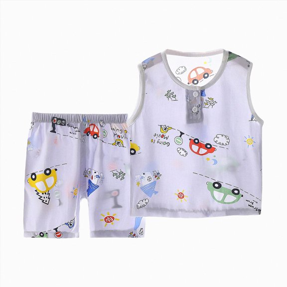 NOLDARES Baby Boy Clothes Toddler Boy Summer Outfits Kids Sleeveless Tank Tops Shorts Set Letter Print Hawaii Beach Clothes Grey,6-12 M