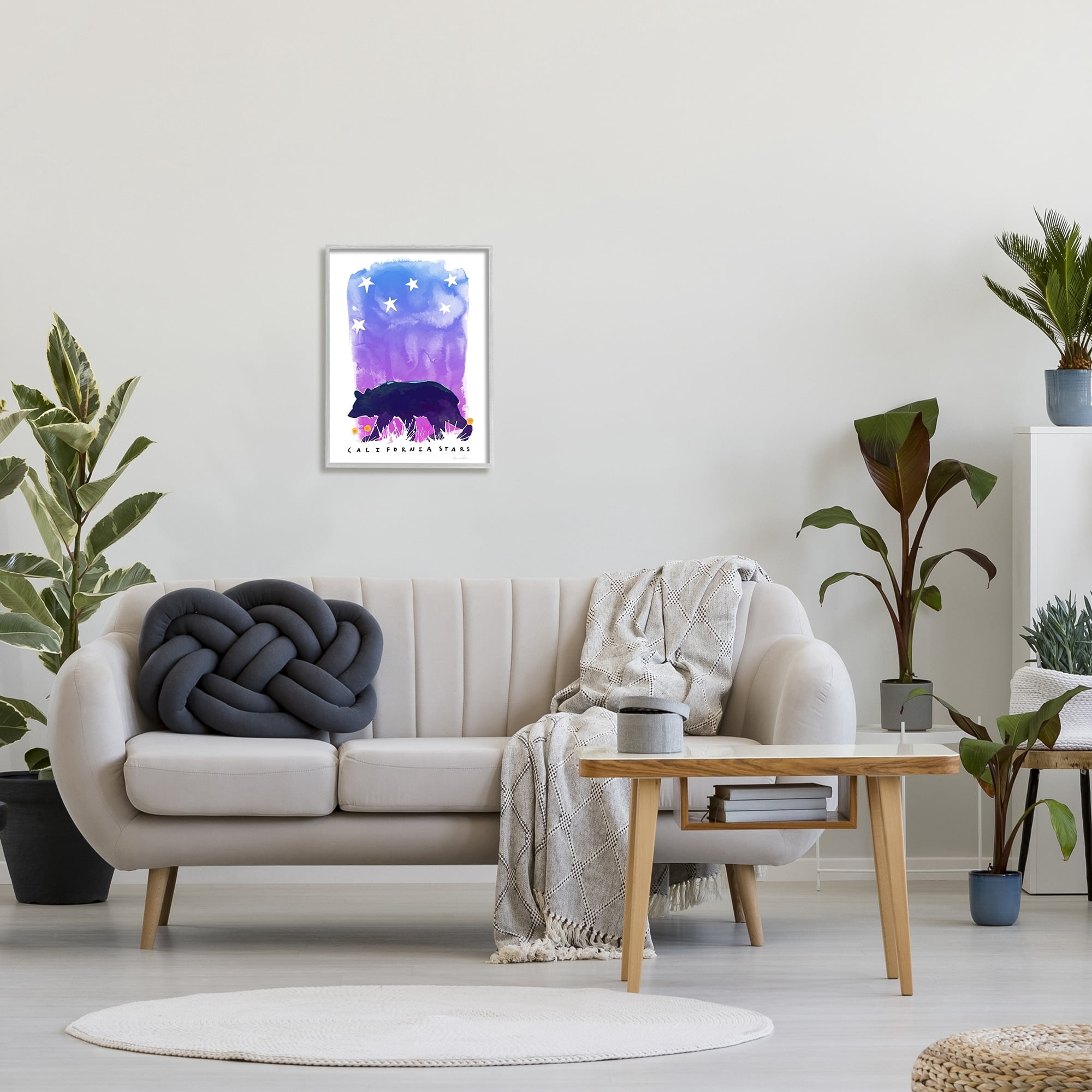 Stupell Industries California Stars Vivid Bear Under Starry Sky Graphic Art Gray Framed Art Print Wall Art, Design by Shane Donahue