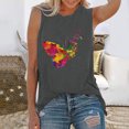 thumbnail image 5 of Gibobby Las mujeres imprimen la camiseta Tee Sleeveveless Round Neck Casual T Shirt Tee Blouse Casual Loose Fashion Tank Top(Gris oscuro,XG), 5 of 5