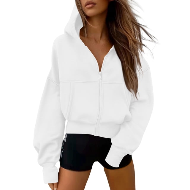 Sudadera con cremallera PRETTYGARDEN Y2K Blanca Talle M
