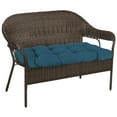 thumbnail image 6 of Jordan Manufacturing 44" x 18" Celosia Legion Blue Crosshatch Rectangular Tufted Contoured Outdoor Wicker Settee Bench Cushion, 6 of 10