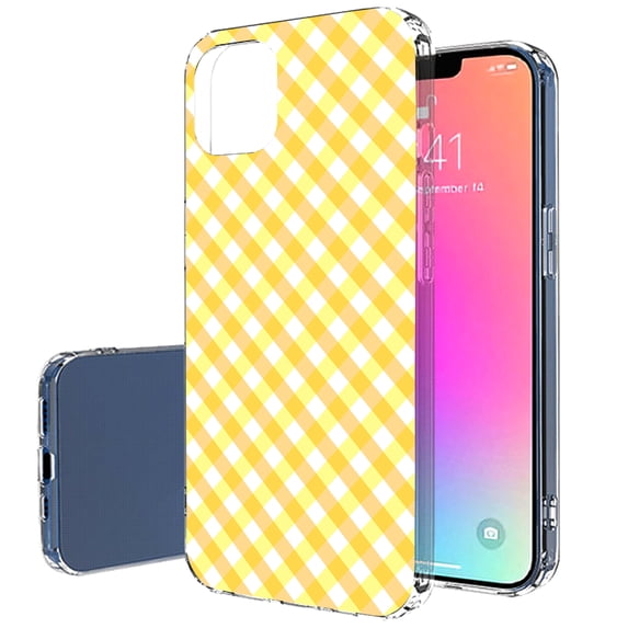 TalkingCase Slim Case for Apple iPhone 14 Pro, Slim Thin Gel Tpu Cover, Yellow Gingham Plaid Print, Light Weight, Flexible, Soft, Anti-Scratch, Printed in USA