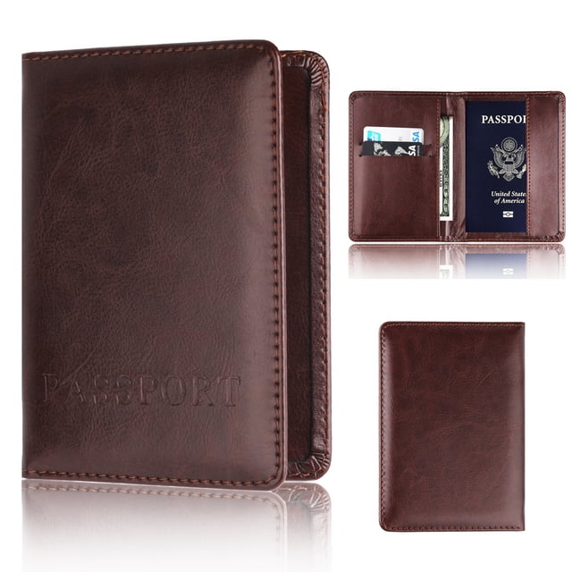 Passport Holder Protector Wallet Business Card Soft Passport Cover Coffee