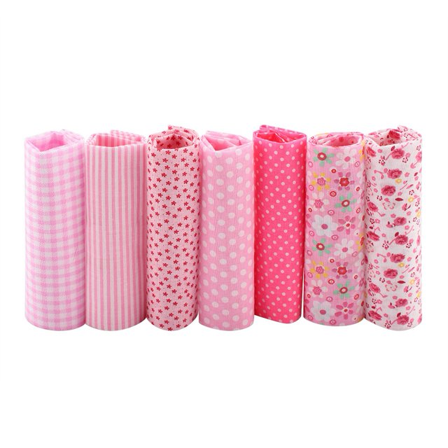 7pcs Cotton Fabric Bundle, Super Soft, Bright Color, Flower Pattern, Crafting and Home Decoration, Lightweight, Portable, Foldable, Sewing