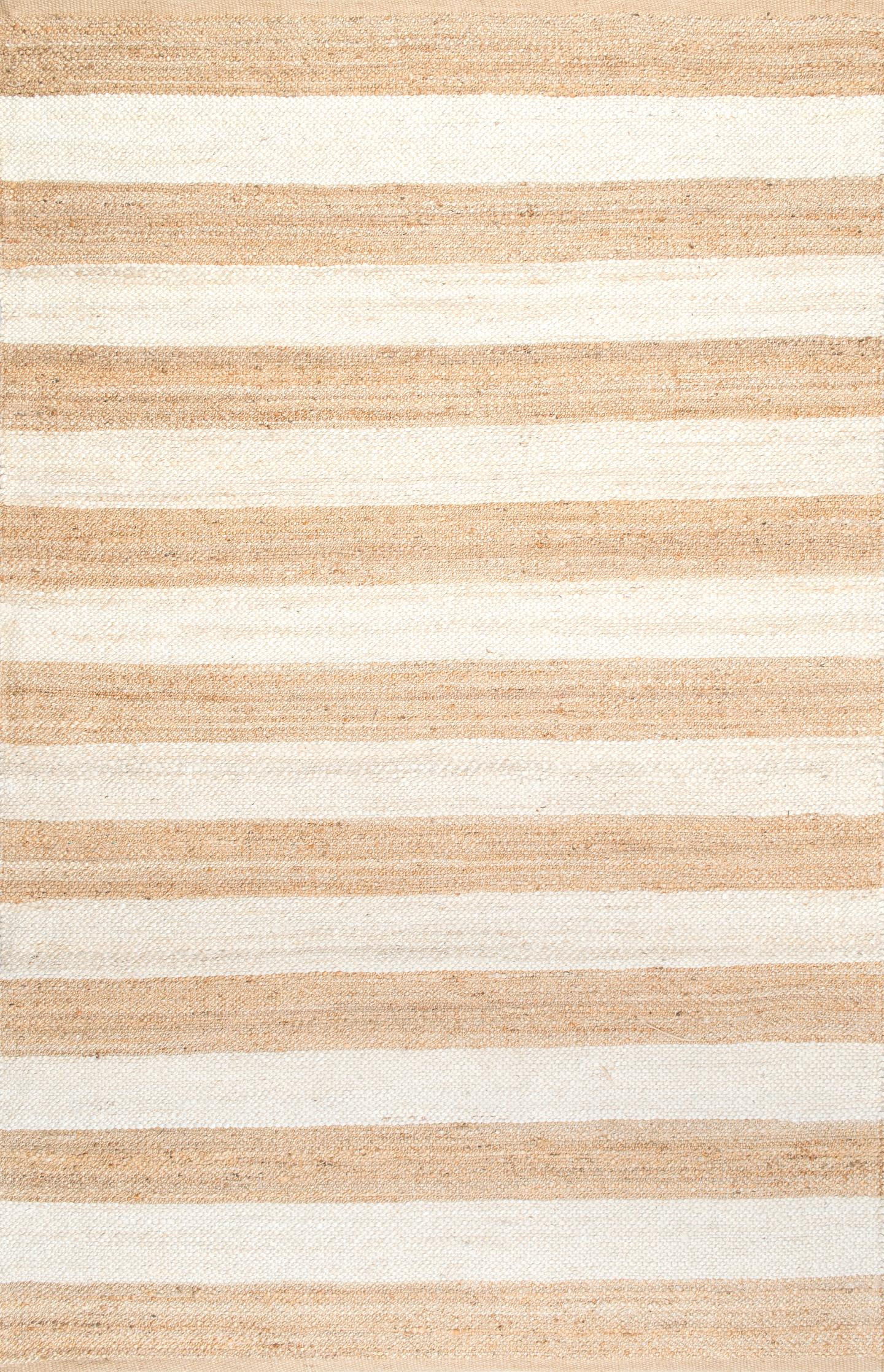 nuLOOM Alisia Flatweave Stripes Jute Runner Rug, 2' 6" x 8', Off White