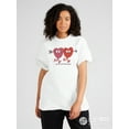 thumbnail image 1 of Valentine's Day Heart Pattern T-Shirt, Casual Crew Neck Short Sleeve Top, Knit Fabric,Gift for Couples, Women's Fashion, 1 of 7