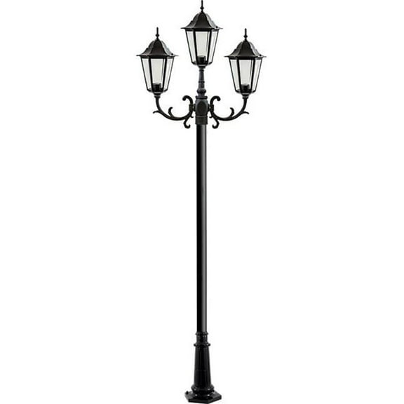 Dabmar Lighting GM1323S-L18-RGBW-B 86V-265V E26 3X LED 6W RGBW Cast Aluminium 3 Post Top Light Fixture Pole Plus Base, Black