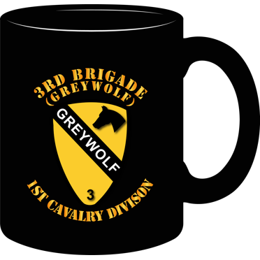 Black, 11 Oz,  Coffee Mug - Army - 3rd Brigade - 1st Cav Div - Greywolf