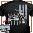 thumbnail image 2 of Motorcycle Personalized T-shirt, Biker custom photo t-shirt, funny t-shirt gift for bikers Print on the back, American flag motorcycle t-shirt (bk05), 2 of 5