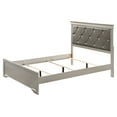 thumbnail image 5 of 4 Piece Silver Finish Panel Bedroom Set Upholstered Button Tufted Headboard Queen Bed, Dresser, Mirror, Nightstand, 5 of 8