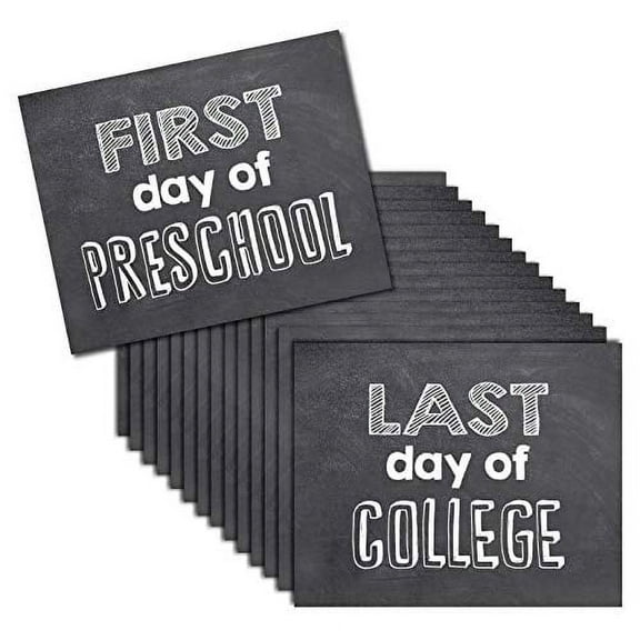 UP THE MOMENT Grade Signs for Pictures of First Day & Last Day of School Props, 8 inches x 10 inches, Chalkboard Design of 15 Grade Signs from Preschool to College