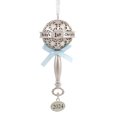 thumbnail image 1 of Hallmark Christmas Ornament (Baby's First Christmas Silver Baby Rattle With Blue Ribbon 2024 Premium Metal), 1 of 6
