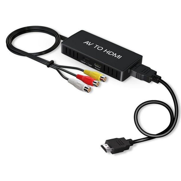 RCA a HDMI Convertidor, AV a HDMI Convertidor 1080P Mini Compuesto a HDMI Adaptador, Soporte PAL/NTS