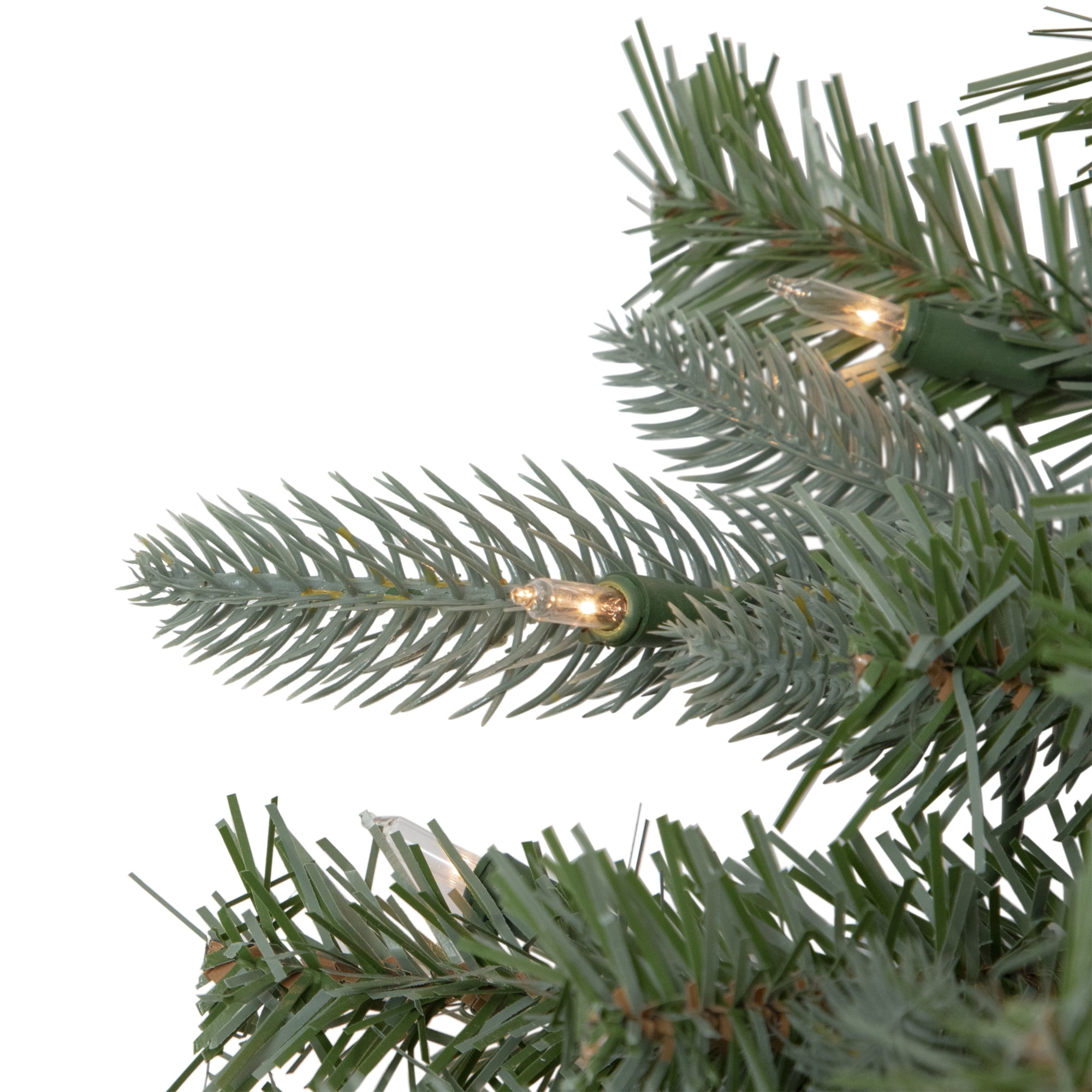 Northlight Clear Prelit LED Green Hinged Fir Granville Fraser Slim Artificial Christmas Tree, 7.5'