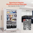 thumbnail image 3 of Metal Storage Cabinet, Lockable Steel Garage Cabinet with Adjustable Shelves, Magnetic Doors, Keys, Tool Storage for Pantry, Warehouse, Basement, Laundry, Office, White, 3 of 4
