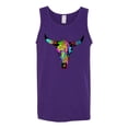 thumbnail image 2 of Wild Bobby, Colorful Rainbow Cow Bull Skull Animal Lover Mens Graphic Tank Top, Purple, Small, 2 of 3