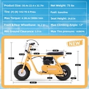HOVERHEART Gas Mountain Bike, 105cc 4-Stroke Gas Powered Off Road Motorcycle (Model-MB0001) with Led Lights, Disc Brake, Max Load 200Lbs, Up to 30Kph, NO OIL MIX REQUIRED