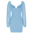 thumbnail image 6 of Herrnalise Women's V-Neck Solid Color Sexy Long SleeveHip Dresses S-XL, 6 of 7