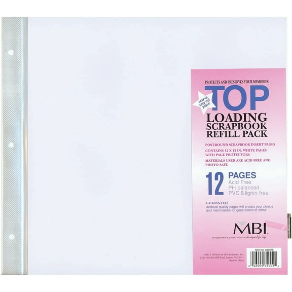 Genuine MBI 8x8 Post-Bound Scrapbook Refills - 8x8