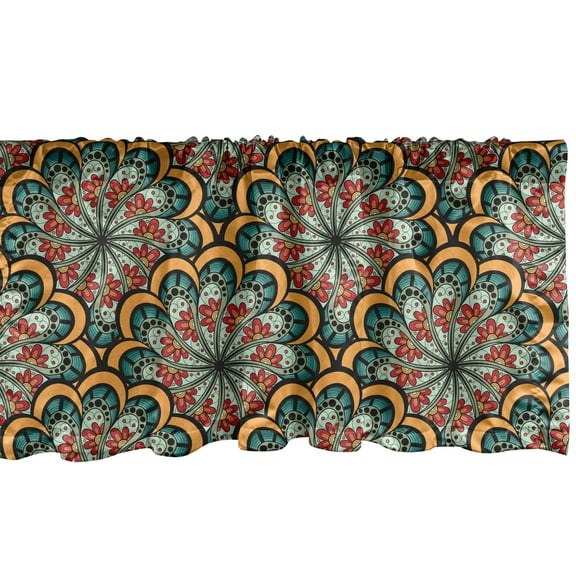 Ambesonne Paisley Window Valance, Moroccan Wave, 54" X 18", Brown Green and Yellow