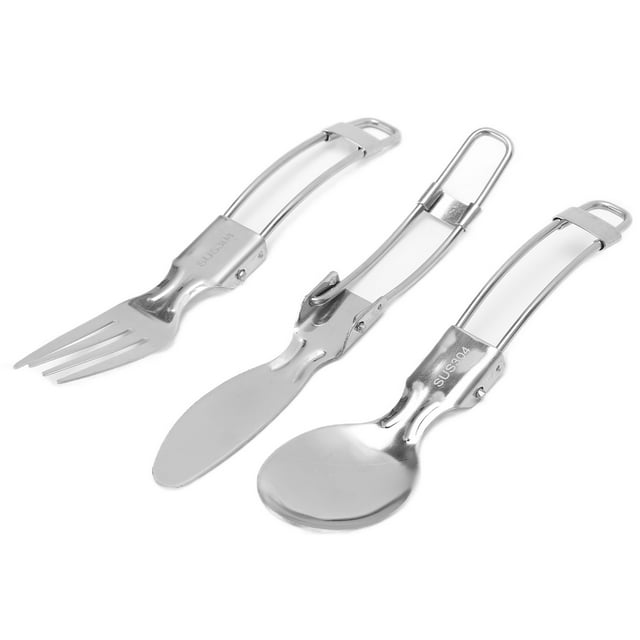 Vaisselle en Acier Inoxydable, Couverts Pliants Multi-Usages en Acier Inoxydable pour Extérieur