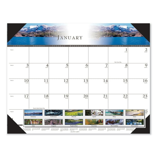 House of Doolittle Recycled Full-Color Photo Monthly Desk Pad Calendar, 22 x 17, 2021 140HD ...