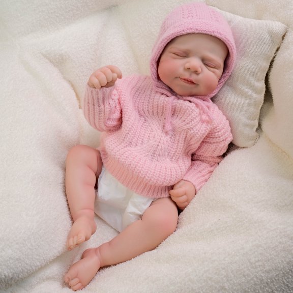 Lifelike Reborn Baby Dolls - 18 inch Realistic Newborn Baby Doll Sleeping Real Life Vinyl Full Body Baby Girl with Gift Box for Kids Age 3 