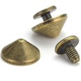 thumbnail image 4 of YORANYO 100 juegos de púas y tachuelas cónicas de 4,7 mm de altura, color bronce, 3/16 pulgadas, púas de bala, tachuelas y púas punk para ropa, zapatos, cinturones artesanales de cuero, accesorios par, 4 of 5