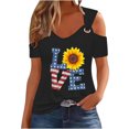 thumbnail image 1 of Tops de Hombro Frío para las Mujeres Día de la Independencia Impreso Fuera Del Hombro Blusa con Cuello en V, Fuera Del Hombro de las Mujeres, 1 of 4